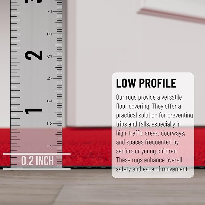 Ottomanson 6'6" x 14' Hallway Runner with Scraper Pile Extra Durable Non-Slip Rug Mat for Indoor & Outdoor Use - Ideal for Kitchen, Entryway, Patio & Garage - High-Traffic Carpet, Red