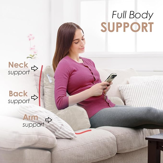 Nestl Reading Pillow for Kids & Teens with Shredded Memory Foam, Backrest Pillows for Reading, Watching, and Gaming, Use on The Couch, Bed, or Floor, Adjustable Support with Washable Cover Linen