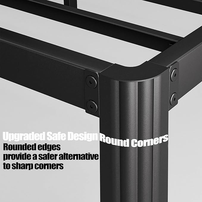 Hunlostten 16" High Heavy Duty California King Bed Frames No Box Spring Needed, Metal Platform Cal King Bed Frame with Round Corners, Easy Assembly, Noise Free, Black