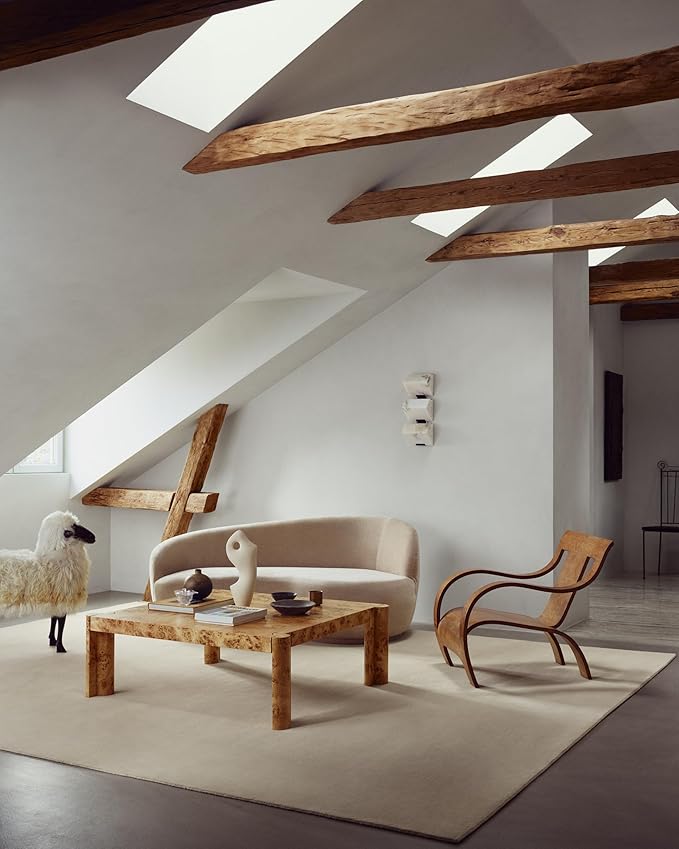 Hand-Tufted Wool Round Area Rug – Soft Premium Wool Carpet for Living Room, Bedroom & Home Décor – 11X11 ft| Dusty White – Durable, Non-Slip Backing, Handcrafted Rug