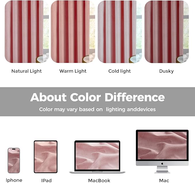 Pinch Pleated 100% Blackout Curtains for Bedroom, Pink Velvet Curtains for Living Room, Black Out Curtain 84 inch Long Room Darkening, Blackout Pinch Pleat Drapes with Hooks 2 Panels