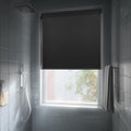 HESTIA No Drill Cordless Blackout Roller Shades Screwless Waterproof Shower Window Blinds, Auto-Retraction Easy Install Blind for Bathroom/Kitchen/Office/Exterior, Black, 44" W x 72" H