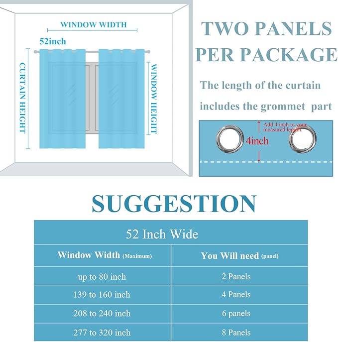 Estelar Textiler Full Room Darkening Gradient Blackout Curtains 96 Inch Length 2 Panels Set, Ombre Teal and Brown Thermal Insulated Full Light Blocking Grommet Blackout Drapes for Bedroom, 52Wx96L