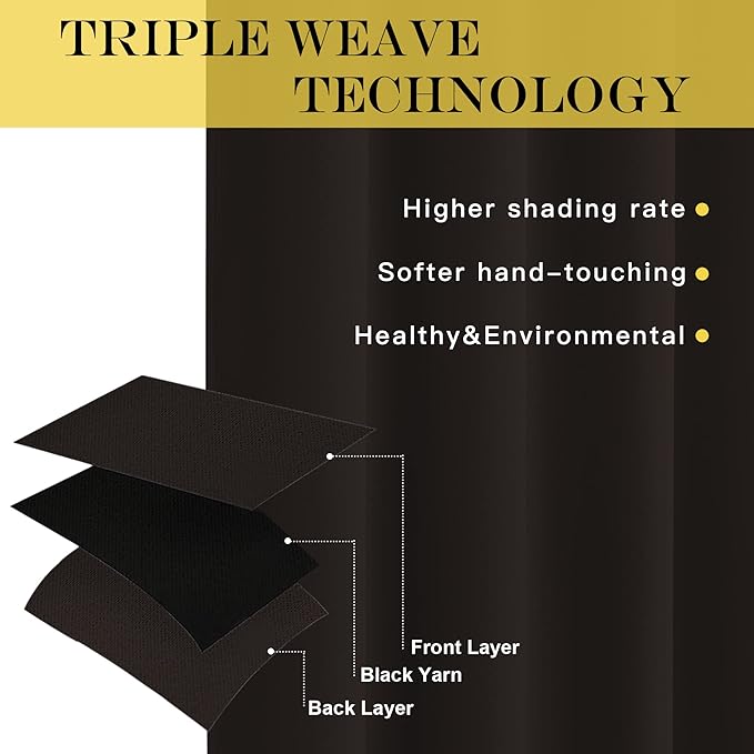 NICETOWN 66 Inch Long Blackout Curtains for Bedroom Living Room, Thermal Insulated Room Darkening Curtains, Light Blocking Blackout Drapes for Bedroom, 66" W x 66" L, 1 Panel, Toffee Brown