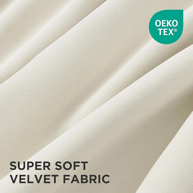 Joydeco White Velvet Curtains 72 Inches 2 Panels, Luxury Thermal Insulated Soft White Curtains for Bedroom & Living Room, Room Darkening Velvet Drapes, Rod Pocket (52W x 72L)
