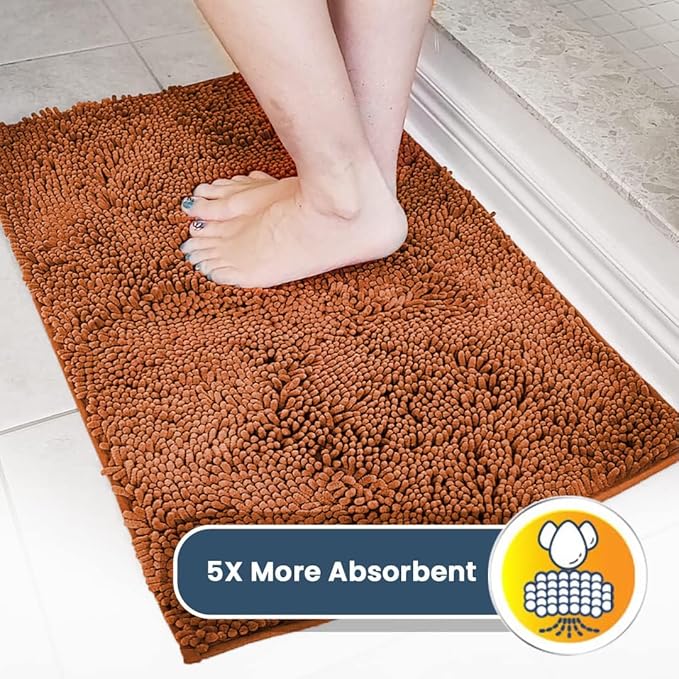 Muddy Mat® | Super Absorbent Door Mat Indoor, Microfiber Quick Dry Chenille Entryway Rug, Non-Slip Front Door Mat, Indoor Mats for Entryway, Machine Washable Pet Rug, Orange 36" x 120"