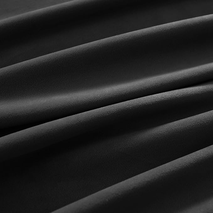 nanbowang Black Velvet Curtains - 42 Inches Width 63 Inches Long Soft Curtain Rod Pocket Thermal Insulated Window Treatment for Bedroom 2 Panels