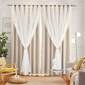 Star Blackout Curtains for Bedroom - Cream & Ivory, 96 Inches Long 2 Panel Set, 52 X 96 Inches