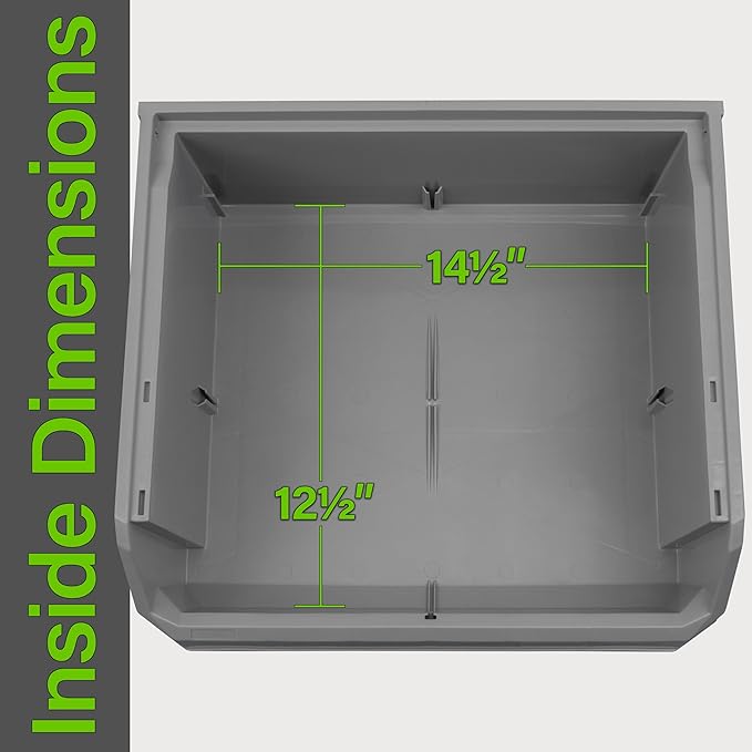 Plastic Containers for Organizing and Storage Bins for Closet, Kitchen, Office, Garage or Pantry Organization, Stackable Bins, Extra Large (14.8" x 16.5" x 7"), 4-Pack, Clear