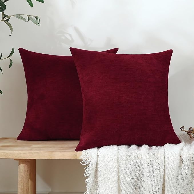 Jeneoo Santa Red Decorative Throw Pillow Covers Soft Chenille Comfy Square Couch Cushion Cases for Living Room Sofa Decor (Set of 1, 24 x 24 Inches)