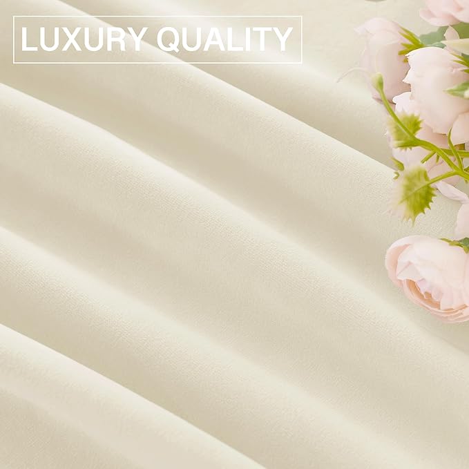 StangH Ivory White Velvet Curtains - Short Curtains 63 inches Length for Kitchen, Sound Reducing Privacy Protect Drapes for Office/Study Room, W52 x L63, Ivory, 2 Panels