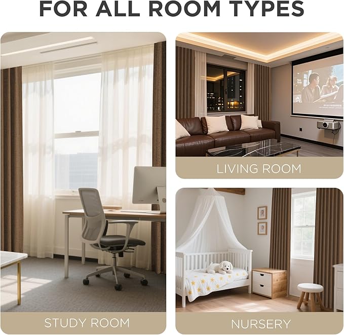 Joydeco Blackout Curtains for Bedroom - 72 Inch Long 100% Light Blocking 2 Panels Cappuccino Drapes, Thermal Insulated Room Darkening Curtains, Linen Textured for Living Room, Rod Pocket & Back Tabs