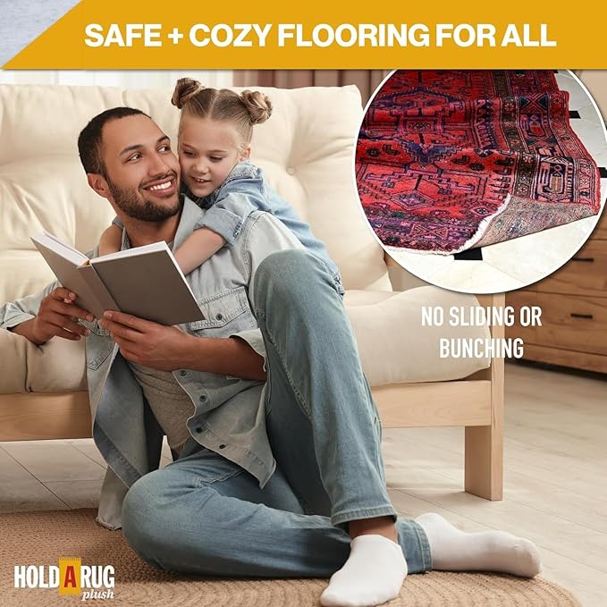 Hold-a-Rug Plush 3' Round Nonskid, Nonslip Rug Pad, Reversible Gripper, ¼ Thick, Safe for All Floors and Carpet, Keep Area Rugs Secure