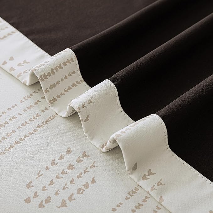 100% Boho Blackout Curtains 72 Inches Long for Bedroom, Taupe on Beige Patterned Bohemian Curtains for Living Room, Geometric Striped Thermal Insulated Window Drapes Gromment Top 2 Panels