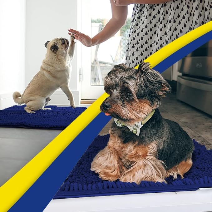Muddy Mat® Shown on TV – Super Absorbent Door Mat Indoor, Microfiber Quick Dry Chenille Entryway Rug, Non-Slip Front Door Mat, Indoor Mats for Entryway, Machine Washable Pet Rug, Navy Blue 36"x60"