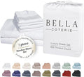 Bella Coterie 7 Piece Luxury Bamboo Viscose Split King Size Sheet Set | 2 Fitted Sheets for Adjustable Beds | 100% Organically Grown | Cooling for Hot Sleepers | 4 Pillowcases [White]