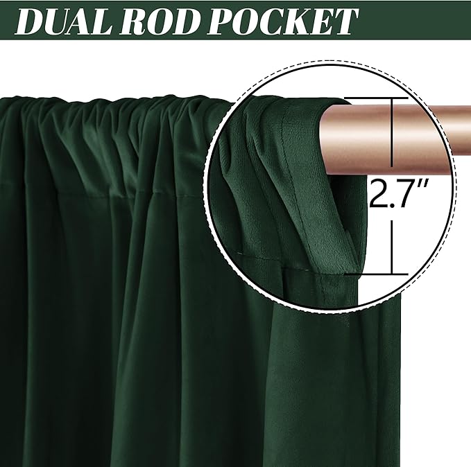 nanbowang Dark Green Velvet Curtains - 42 Inches Width 96 Inches Long Soft Curtain Rod Pocket Thermal Insulated Window Treatment for Bedroom 2 Panels