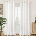 YoungsTex White Linen Semi Sheer Curtains 95 Inch Long 2 Panels for Living Room, Light Filtering Textured Drapes with Grommet for Bedroom Dining Room Floor Length, 2 Panels, 52 X 95 Inch
