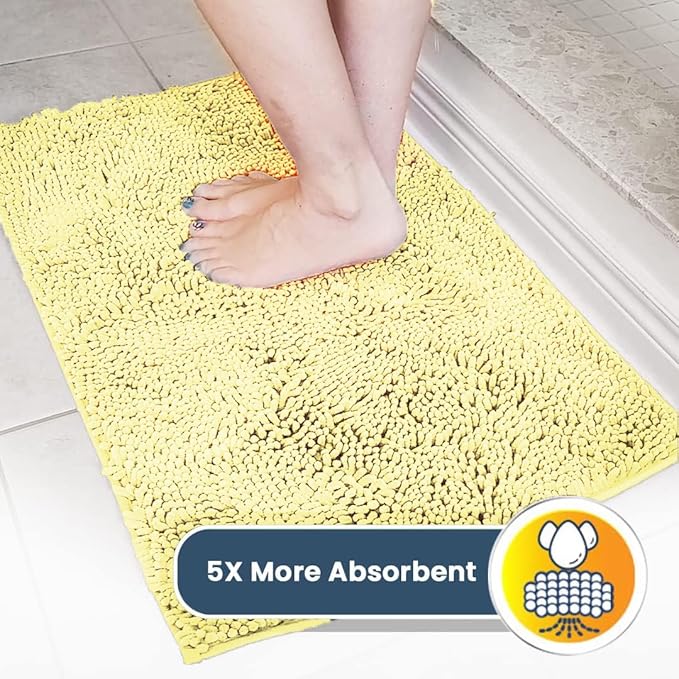 Muddy Mat® | Super Absorbent Door Mat Indoor, Microfiber Quick Dry Chenille Entryway Rug, Non-Slip Front Door Mat, Indoor Mats for Entryway, Machine Washable Pet Rug, Yellow 36" x 120"
