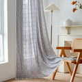 Sutuo Home Boho Curtains 96 Inches Long for Bedroom Living Room,Bohemian Checkered Linen Vintage Chic Tassels Light Filtering Farmhouse Window Treatment Drape, 1 Panel 52" W x 96" L, Dark Grey Plaids