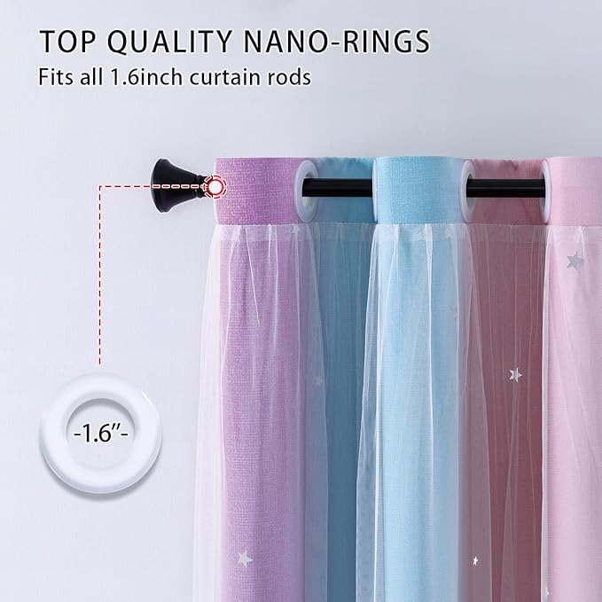 XiDi Purple Curtains for Bedroom, Curtain for Kids Room, Pink Curtain Double Layer Drapes 42 Inchs Long 34 inches Wide 1 Panel