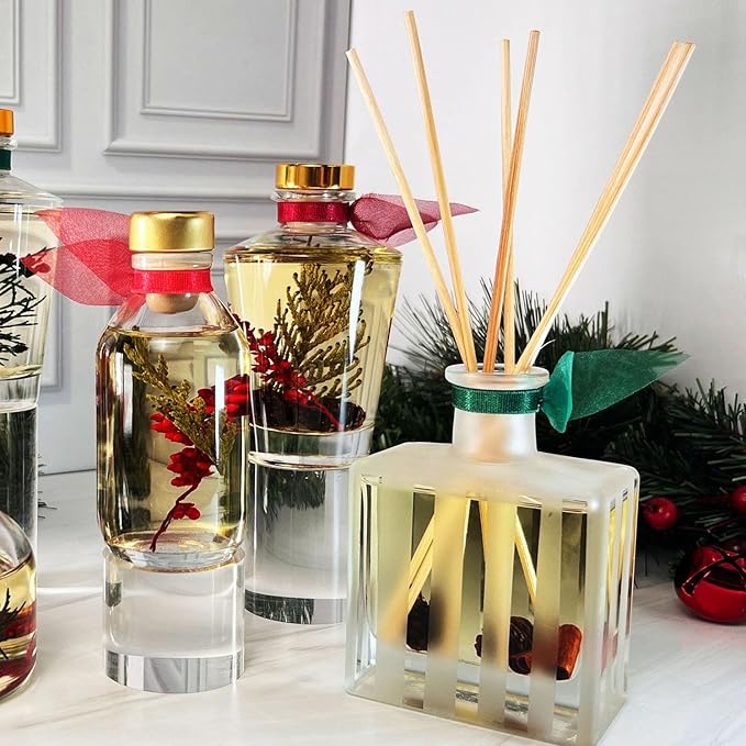 LOVSPA Reed Diffuser Set, Holiday Scented Oil Diffuser with Sticks, Home Fragrance Accessories for Bathroom Shelf Decor, Aroma Diffusers for Home or Office Desk, USA Made