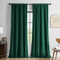 Joydeco Dark Green Velvet Curtains 63 inch Length 2 Panels Burg Set, Luxury Rod Pocket Thermal Insulated Window Blackout Curtain, Room Darkening Drapes for Living Dining Room Bedroom Privacy