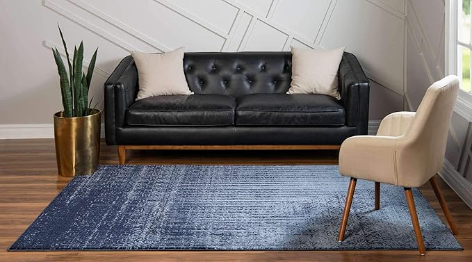 Unique Loom Del Mar Collection Area Rug - Jennifer (10' x 13' Rectangle, Blue/ Navy Blue)