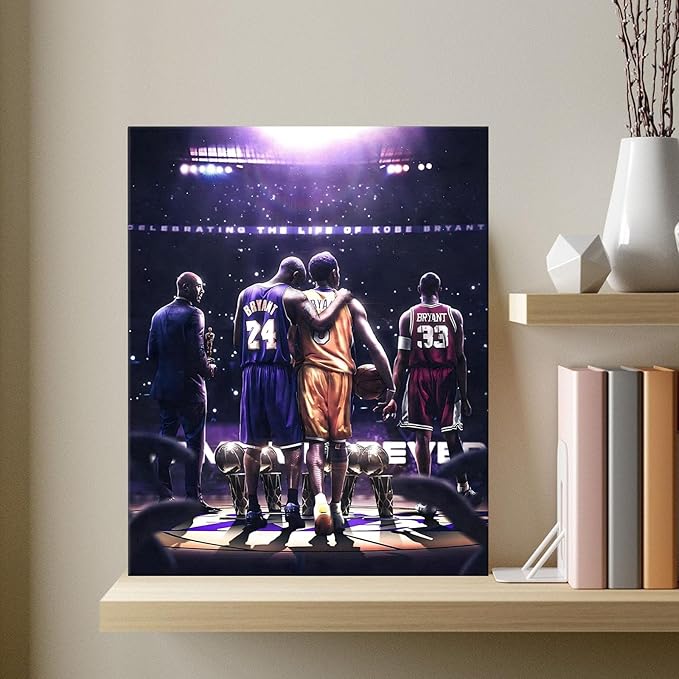 Kobe Bryant Legacy Canvas Wall Art Print Poster, Iconic Inspirational Sports Picture Artwork, Motivational Mamba Mentality Painting Wall Decor for Office Gym Home Living Room Bedroom, Framed 20x24inch