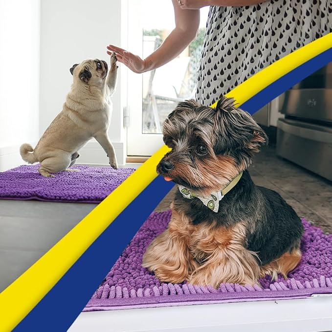 Muddy Mat® | Super Absorbent Door Mat Indoor, Microfiber Quick Dry Chenille Entryway Rug, Non-Slip Front Door Mat, Indoor Mats for Entryway, Machine Washable Pet Rug, Purple 48"x72"