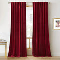 RYB HOME Red Velvet Curtains 94 inches, Back Tab Soft Fabric Room Darkening Thermal Insulated Luxurious Home Decor Curtains for Living Room Bedroom, W 52" x L 94", 2 Panels Set