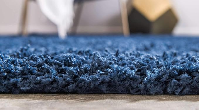 Unique Loom Solid Shag Collection Area Rug (10' x 13' Rectangle, Sapphire Blue/ Navy Blue)
