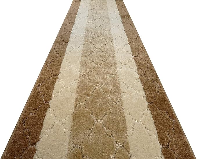 12 Ft Long Beige Kitchen Hallway Runner Rug, Non-Slip Washable 2'2" X 12' Rubber Backed Carpet, Custom Size Floor Mat for Entryway Stairs Bedroom Bathroom Laundry Room