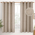 YoungsTex Dark Oatmeal Linen Curtains 54 Inch Length for Kitchen, Bronze Grommet Light FilteringTextured Window Drapes Privacy for Bedroom Living Room Decorative Burlap Rustic, 52 x 54 Inch, 2 Panels