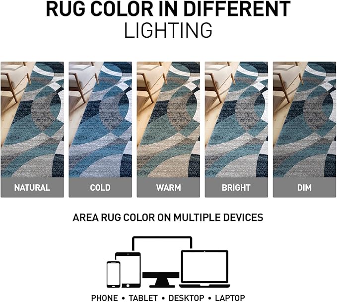 Rugshop Contemporary Abstract Circles Perfect for high Traffic Areas of Your Living Room,Bedroom,Home Office,Kitchen Area Rug 6'6" x 9' Blue