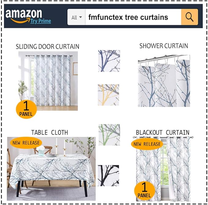 FMFUNCTEX Linen Semi Sheer Curtains for Bedroom, Sage Green White Curtains 45 Inches Long for Living Room, Grey Tree Branch Print Curtain Light Filtering Kitchen Window Drapes, Grommet Top 2 Panels