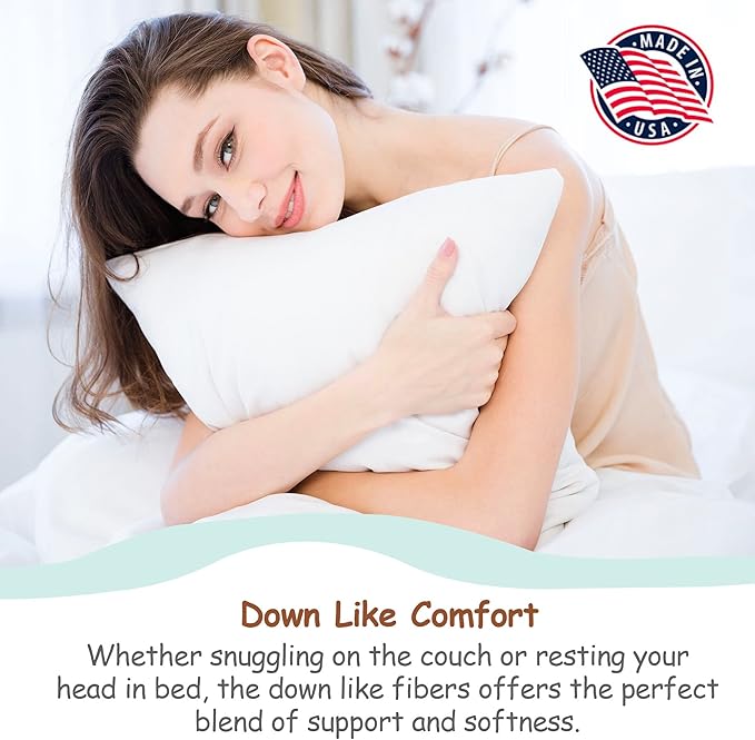 Pillowflex Synthetic Down Pillow Insert - 12x24 Down Alternative Pillow, Ultra Soft, Large Rectangle, Lumbar, Travel, Neck, Sleeping Pillow - 1 Decorative Pillow Form