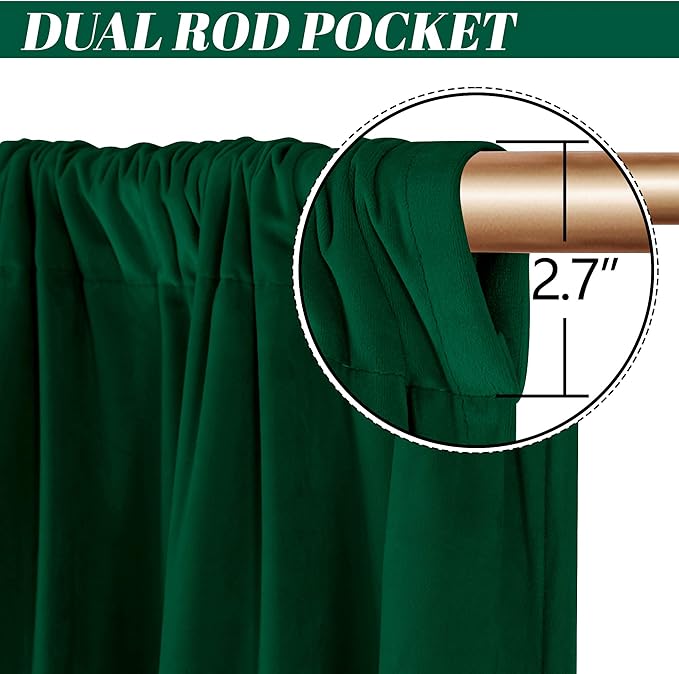 nanbowang Green Velvet Curtains 63 Inches Long Light Blocking Rod Pocket Window Curtain Panels Set of 2 Heat Insulated Curtains Blackout Thermal Curtain Panels for Bedroom 2 Panels