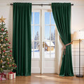 Lazzzy Velvet Blackout Curtains Thermal Insulated Room Window Drapes Super Soft Luxury Curtains for Living Room Bedroom Rod Pocket 2 Panels, Emerald Green, 42" W x 90" L