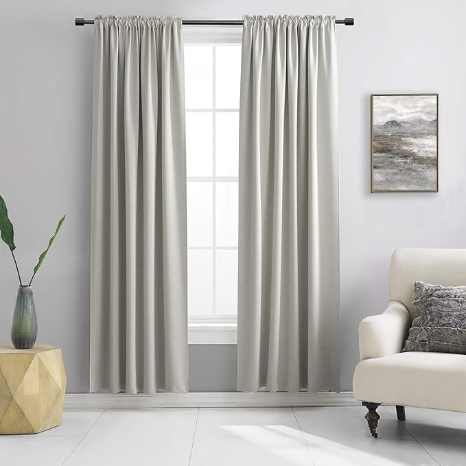 DONREN 2 Panels Blackout Curtain Panels for Bedroom - Room Darkening Thermal Insulated Drapes with Rod Pocket (Light Gray,60 by 84 Inch)