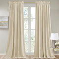 StangH Beige Velvet Curtains 90 inches - Super Soft Thick Velvet Window Drapes Rod Pocket Light Blocking Privacy Protect Panels for Living/Guest Room, W52 x L90, 2 Panels
