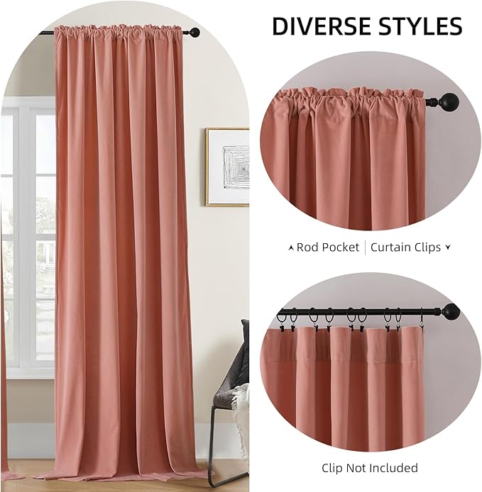 Joydeco Customized Velvet Curtains - Luxury Thermal Insulated Pink Velvet, Bedroom & Living Room, Rod Pocket, 1 Panel, Custom Size