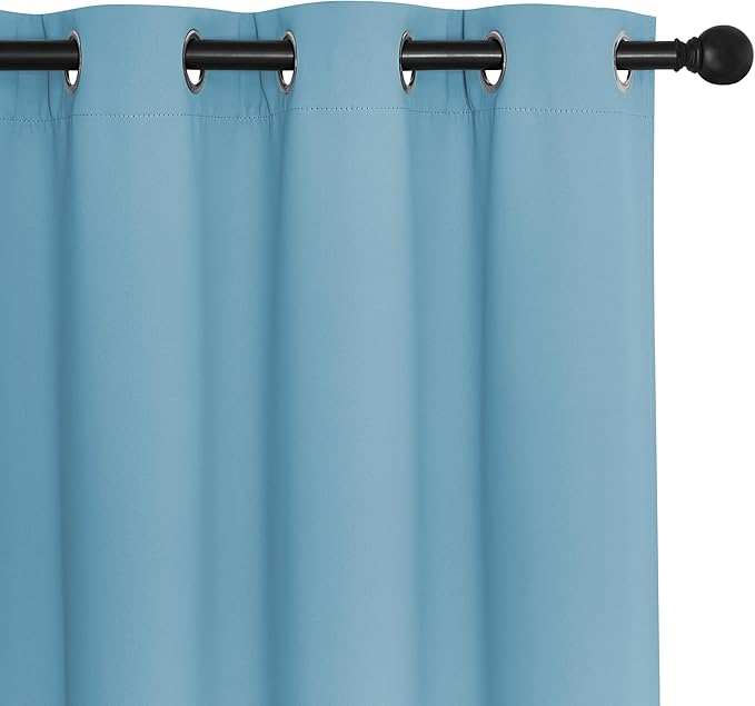 NICETOWN Patio Blackout Curtain Panels - Extra Wide Sliding Door Thermal Insulated Drape, Privacy Room Divider Curtain for Bedroom Office (Teal Blue, 66 x 118 Inch Long)