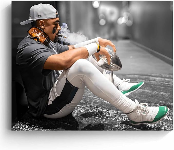 B.B.F MAKE 2025 Super Canvas Bowl Wall Art Champions Eagles Poster Print Philadelphia Hurts Painting Canvas Wall Decor Sports Star Picture Modern Bedroom Living Room Home Decoration, Framed 11x14inch