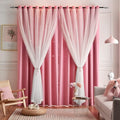 Star Blackout Curtains - 2 Panel Set, 84 Inches Long, Pink, Nursery & Girls' Room, Cute Kids Design