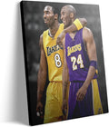 Kobe Bryant Canvas Wall Art Print Poster, Iconic Basketball Player Dual-Era Tribute Artwork, No. 8 and No. 24 Jersey Mamba Mentality Wall Decor for Home Gym Dorm Office Living Room, Framed 11x14inch
