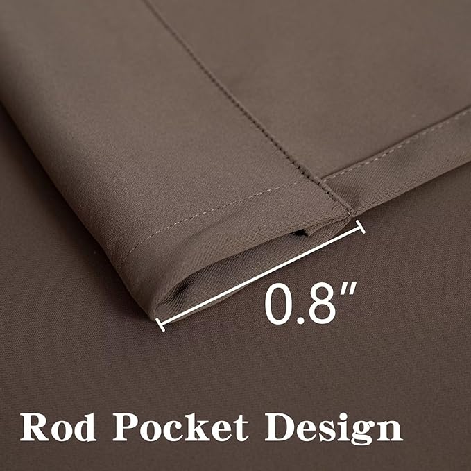 Blackout Curtains 90 Inch Length 2 Panels Set, Black Out Curtains for Bedroom 90 Inch Long, Rod Pocket Energy Saving Room Darkening Drapes for Living Room Window Khaki(W52 x L90)