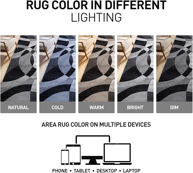 Rugshop Contemporary Abstract Circles Perfect for high Traffic Areas of Your Living Room,Bedroom,Home Office,Kitchen Area Rug 2'7" x 4' Gray