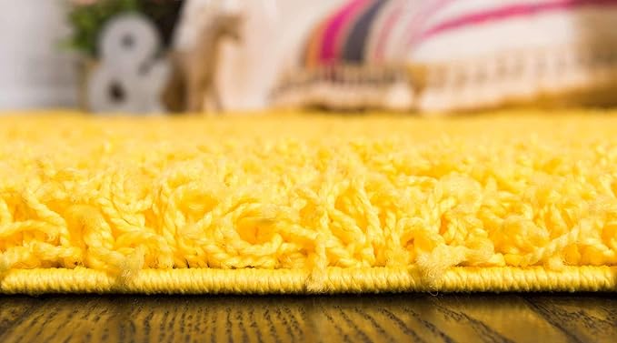 Unique Loom Solid Shag Collection Area Rug (8' x 11' Rectangle, Tuscan Sun Yellow)