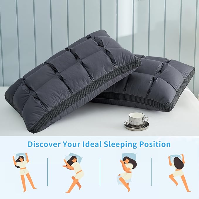 YOUR MOON Soft Pillow King Size of 2 for Sleeping, Super Soft Support Down Alternative Pillow, 100% Cotton Shell Luxury Comfy Fluffy Bed Pillows for Sleep(Gray)